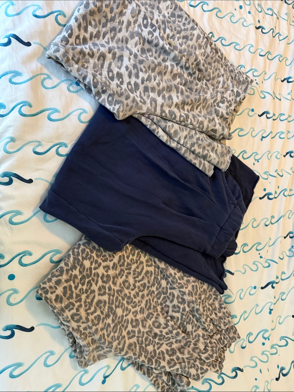 Women's Navy and Leopard Print Casual Shorts - Unbranded